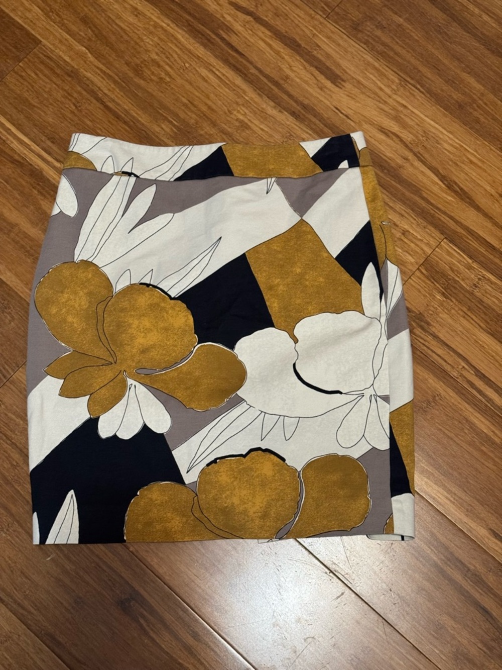 Ann Taylor Mustard Floral Print Mini Skirt